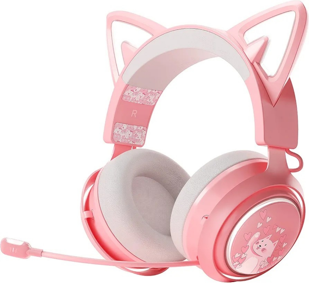 Best Wireless Pink Cat Ear Gaming Headphones with RGB Lights & Microphone - Image 4