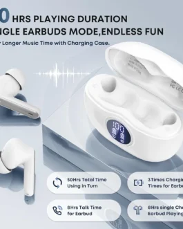 Wireless Bluetooth 5.3 Earbuds with LED Digital Display, 50-Hour Playtime, HiFi Stereo Sound, ENC Noise Reduction & IPX7 Waterproof Design