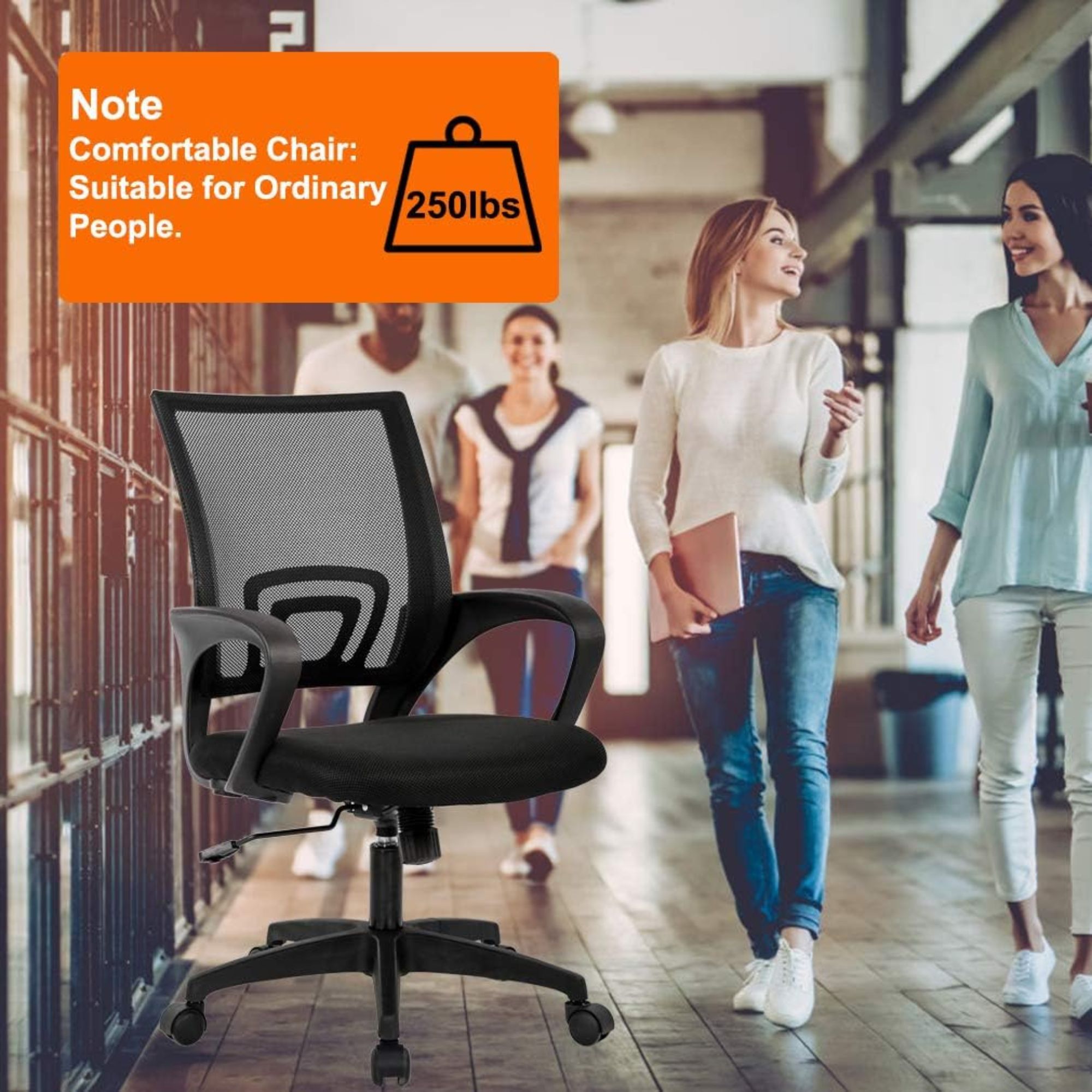 BestOffice Ergonomic Mid-Back Office Chair – Breathable Mesh Desk Chair - Image 3