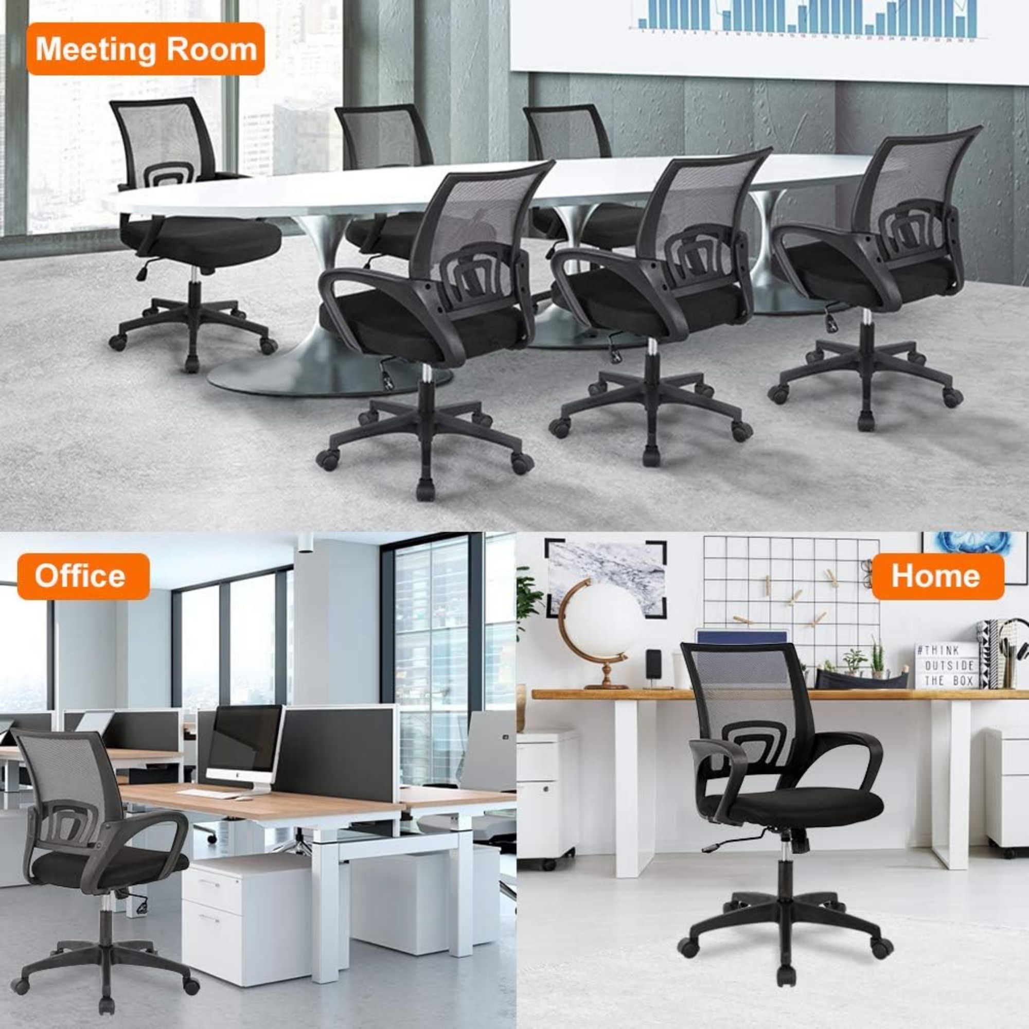 BestOffice Ergonomic Mid-Back Office Chair – Breathable Mesh Desk Chair - Image 4