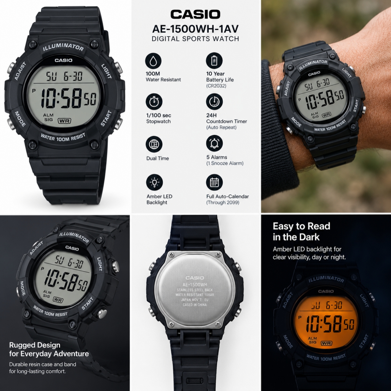 Casio AE-1500WH-1AV Digital Sports Watch for Men - Image 2