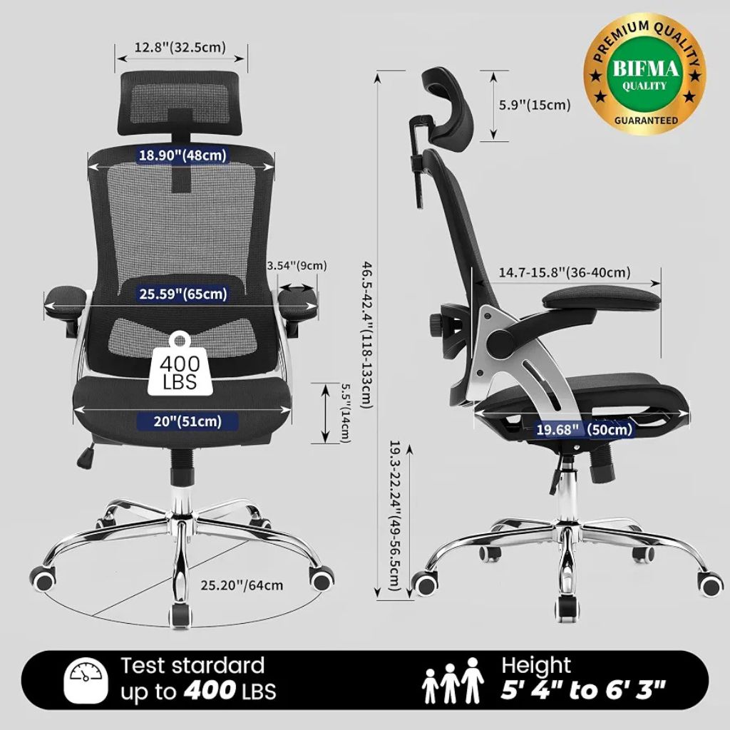 Best Fizzin Ergonomic Office Chair with 3D Armrests & Adjustable Lumbar Support - Image 5