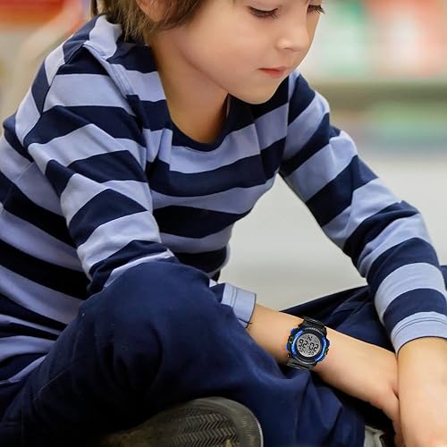 Kids Digital Sports Watch for Boys Ages 3–15, Multifunction LED Watch with Alarm, Stopwatch, Calendar, 12/24-Hour Display & 50M Water Resistance, Adjustable Silicone Band - Image 4