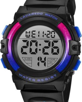 Kids Digital Sports Watch for Boys Ages 3–15, Multifunction LED Watch with Alarm, Stopwatch, Calendar, 12/24-Hour Display & 50M Water Resistance, Adjustable Silicone Band