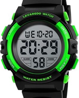 Kids Digital Sports Watch for Boys Ages 3–15, Multifunction LED Watch with Alarm, Stopwatch, Calendar, 12/24-Hour Display & 50M Water Resistance, Adjustable Silicone Band