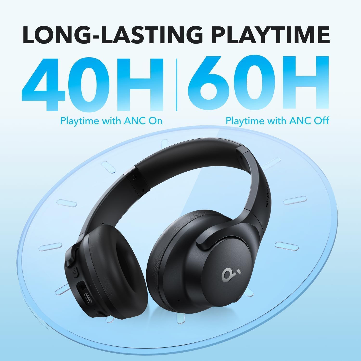 Soundcore by Anker Q20i Hybrid Active Noise Cancelling Over-Ear Headphones – Black, white and pink - Image 6